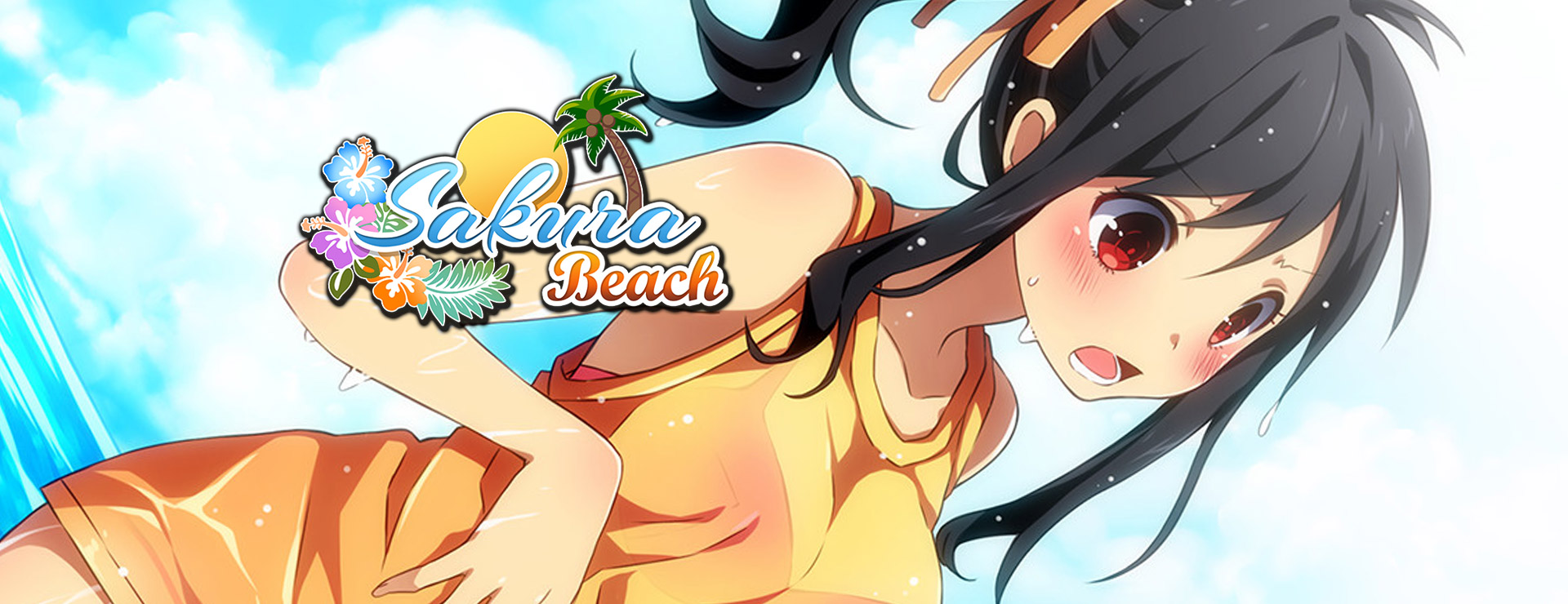 Sakura Beach key art showing Seiji, Ayumi and Momoko on the beach